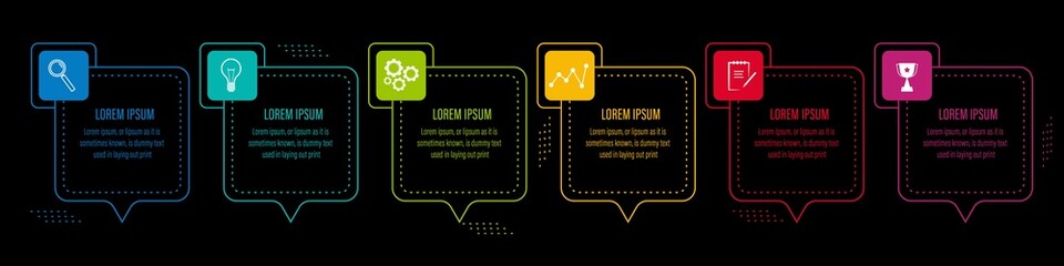 Infographics design vector and business icons with 6 options for presentation and web site	