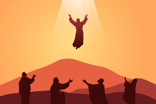 The ascension of Jesus Christ, Biblical vector illustration series