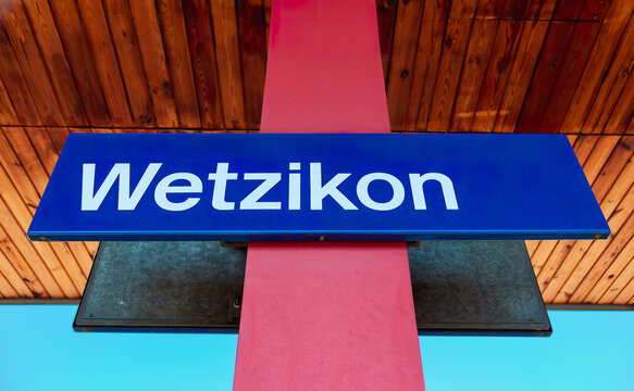 Railway station board in Wetzikon,  the largest municipality in the district of Hinwil in the Swiss canton of Zurich.