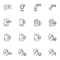 Voice assistant command line icons set