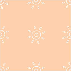 Hand drawn cute pink pattern with sun symbol. Vector illustration background.