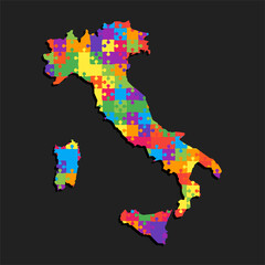 Obraz premium Vector map Italy from piece puzzle, jigsaw
