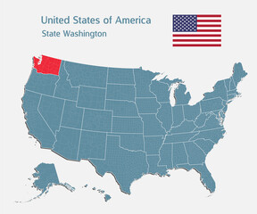 Vector map country USA and state Washington