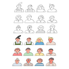 Diverse people avatars vector set