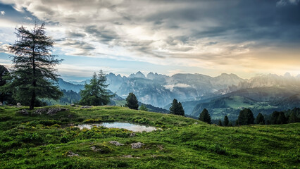 Dolomites landscape, a UNESCO world heritage in South Tyrol, Italy