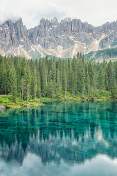 Carezza lake in the Italian Dolomites