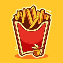 French Fries art cartoon illustration vector