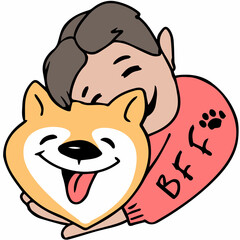 Flat image of a happy dog. Best friends forever!