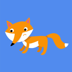 Vector cute fox in cartoon flat style. Colored animals for stickers, books, games. Funny characters.