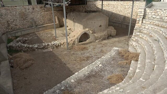 Demre, Turkey - 27th of October 2021: 4K Viewing new found Church of the Virgin Mary in anciant Myra
