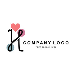 letter H logo, company brand initials design, sticker screen printing vector illustration