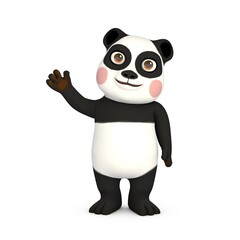 Little panda saying hello, 3d render