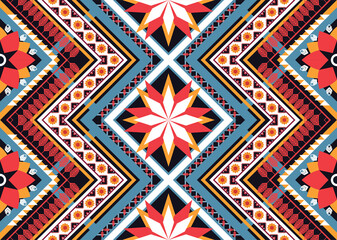 Ethnic abstract geometric flower pattern Design for background, carpet, clothing, wrapping, fabric, cover, textile