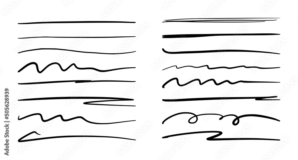 Poster Line marker stroke underline. Marker highlight brush effect. Handwriting vector brush underline stroke set for accent, text highlight element.