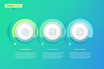 Obraz na płótnie Canvas Abstract vector gradient minimalistic infographic template composed of 3 circles