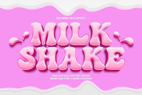 Editable text effect - Milkshake pink 3D Style