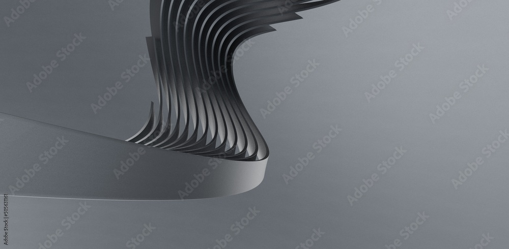 Wall mural grey stripe pattern futuristic background. 3d render illustration