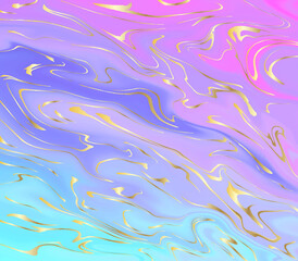 Liquid marble background purple blue gradient and gold tones liquid art