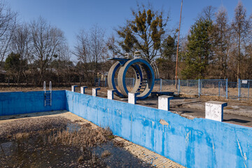 Abandoned swimming pool in Nowa Deba town, Subcarpathian region, Poland