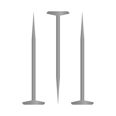 metal nail on a white background. large steel nails. Vector illustration