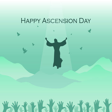 Happy Ascension Day of Jesus Christ. Illustration Ascension Day of Jesus Christ with blue colour.