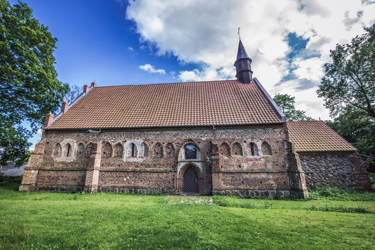 Church from 14th century in Chlebowo village, West Pomerania region of Poland
