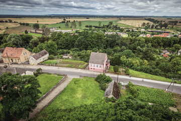 View from Observation tower from 1895 in Cedynia town in Poland