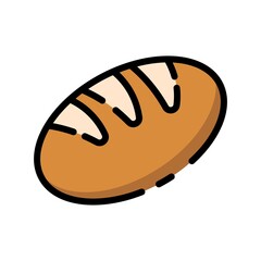 Cute Full Bread Flat Design Cartoon for Shirt, Poster, Gift Card, Cover, Logo, Sticker and Icon.