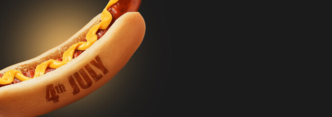 tasty american hotdog 4th july holiday concept