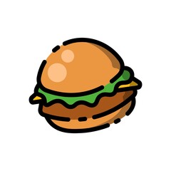 Cute Regular Cheese Burger Flat Design Cartoon for Shirt, Poster, Gift Card, Cover, Logo, Sticker and Icon.