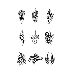 Group of tattoo patterns on white background