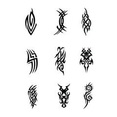 Group of tattoo patterns on white background