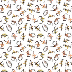 Obraz premium Watercolor fall floral numbers seamless pattern for fabric, print, textile design, scrapbook paper, wrapping paper, wallpaper