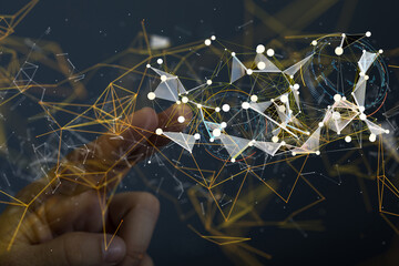 Neural network 3D illustration. Big data and cybersecurity