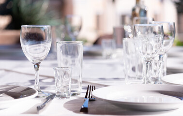 Table setting in a restaurant