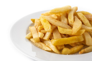 Fried potatoes, french fries isolated on white background