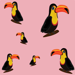 pattern with tropical bird toucan