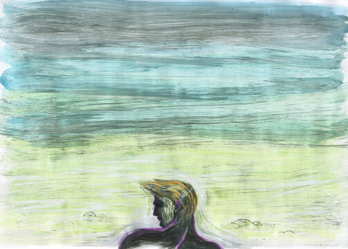 watercolor painting. sea wind.  illustration