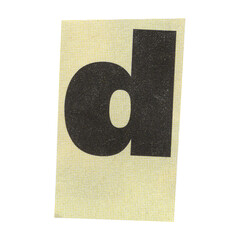 letter d magazine cut out font, ransom letter, isolated collage elements for text alphabet. hand...