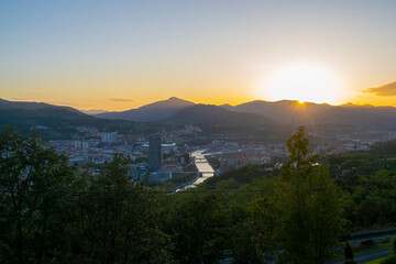 sunset outside the city