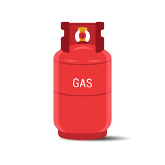 Red gas cylinder on white background