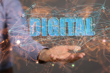 Big data and artificial intelligence concept. Machine learning and cyber mind domination