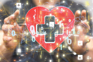 digital medical futuristic interface 3D rendering