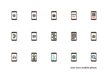 Mobile Phone line icons.