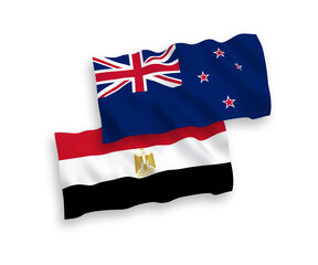 Flags of New Zealand and Egypt on a white background