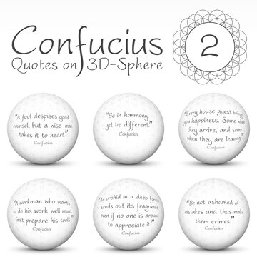 Confucius Quotes on Surface - 3D-Sphere Set with 6 Orbs -  EPS10 Vector Collection 02