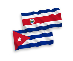 Flags of Republic of Costa Rica and Cuba on a white background