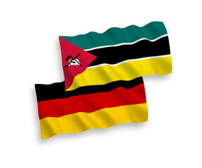 Flags of Republic of Mozambique and Germany on a white background