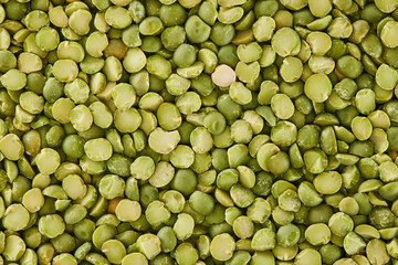 Top view image of grinding green peas natural food background. Top view backdrop.