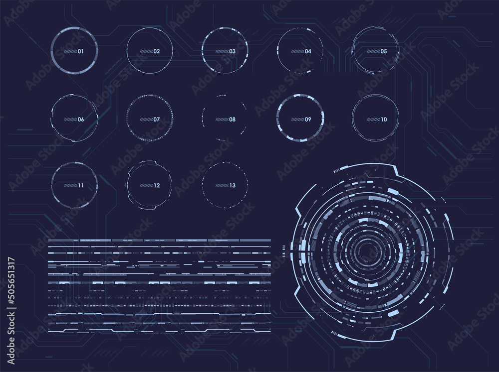 Poster sci-fi futuristic vector hud interface screen. hud user interface. techno target screen elements. ab